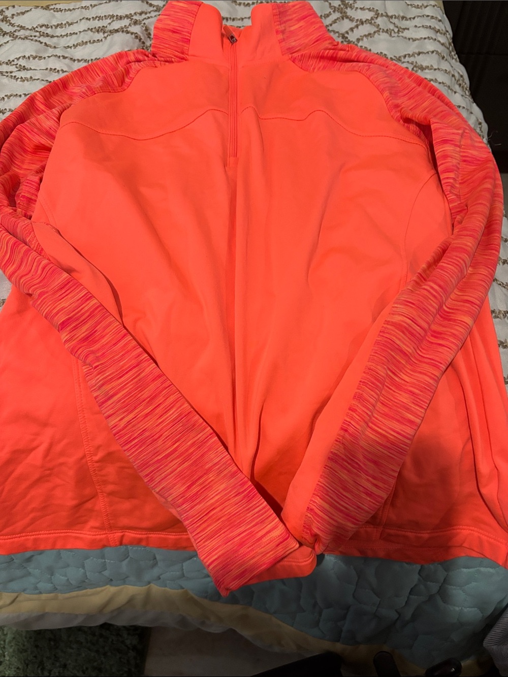 Danskin Neon Coral Half-Zip Utility Jacket